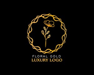 gold flower template design, luxury gold floral elements