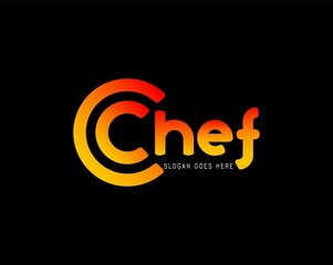 chef logo template, writing style isolated on black background