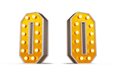 Broadway style light bulb alphabet, 3d rendering