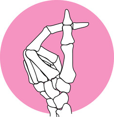 Skeleton hand love heart gesture valentine's day art