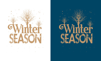 Hello, Winter hand-lettering and a typography tee shirt. Winter logos and emblems for invitations, greeting cards, t-shirt, prints, and posters. Hand-drawn Vector illustration.