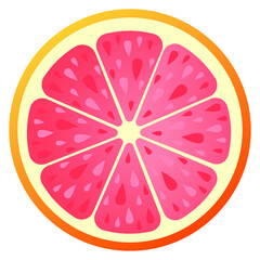 Vector flat illustration of round slice of grapefruit