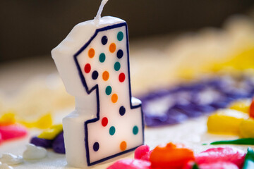 1st Birthday Cake With Large One Candle
