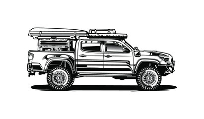pick up truck silhouette black and white © selamet