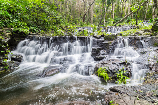 Waterfall in Namtok Samlan National Park. Beautiful nature, Thailand.