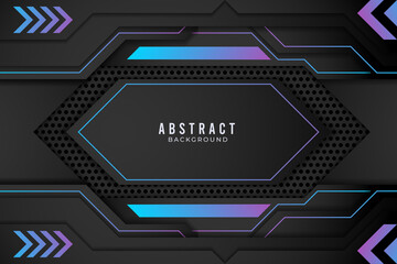 Blue And Black Abstract Metallic Design Tech Innovation Concept. Premium Vector