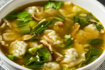 Homemade Asian Chicken Wonton Soup