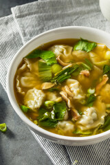 Homemade Asian Chicken Wonton Soup
