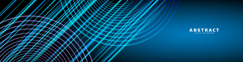 Abstract banner Colorful geometric background , Neon light line circle and neon light oblique line, Modern background design for presentation design , illustration Vector EPS 10