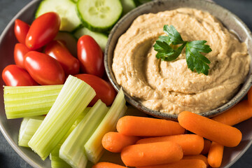 Healthy Homemade Veggie Hummus Plate