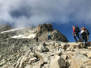 hiking in the mountains