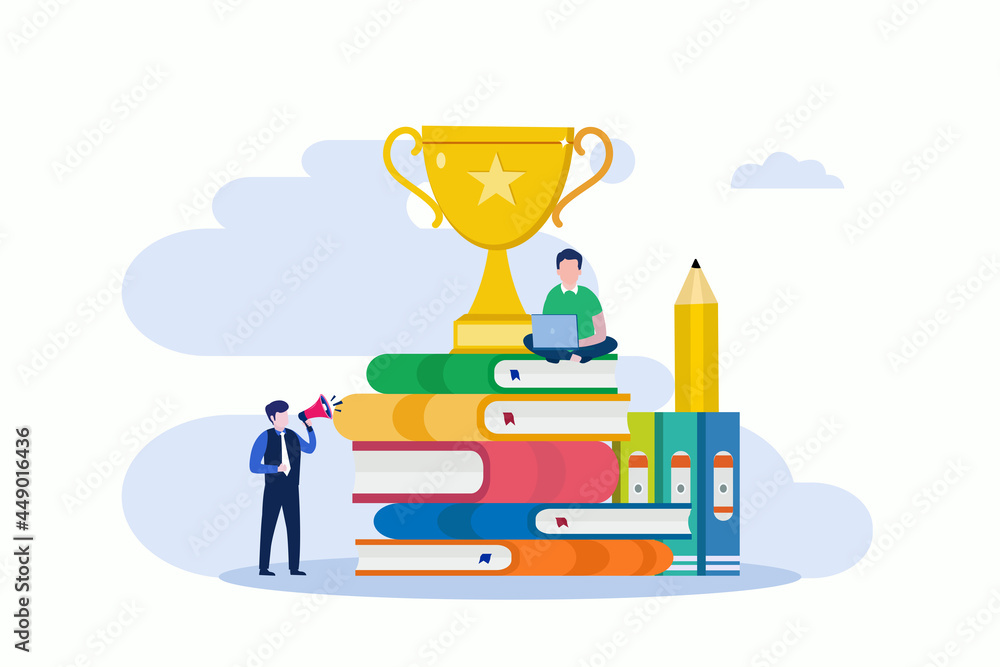 Poster study literature vector illustration. flat vector template style suitable for web landing page, back