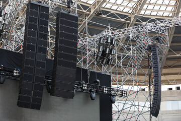 concert event, stage, sound, light, special effects. Festival, concert, stadium, sound portals.