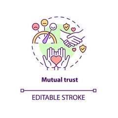 Mutual trust concept icon. Honest communication. Friendship and understanding in relationship abstract idea thin line illustration. Vector isolated outline color drawing. Editable stroke