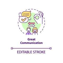 Great communication concept icon. Easy talking about everything. Mature couple discussion abstract idea thin line illustration. Vector isolated outline color drawing. Editable stroke