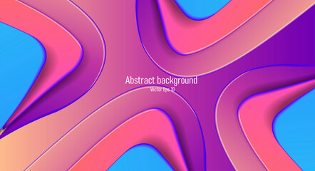 Abstract background with 3d fluid shapes top view in layers, pink and blue colors, plastic soft material