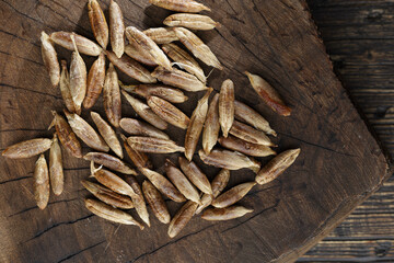 date seeds on wooden background