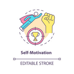 Self motivation concept icon. Personal development. Achievement in work and business. Startup launch abstract idea thin line illustration. Vector isolated outline color drawing. Editable stroke