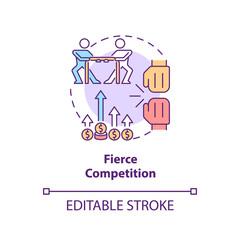 Fierce competition concept icon. Market rivalry between businesses. Startup launch challenges abstract idea thin line illustration. Vector isolated outline color drawing. Editable stroke