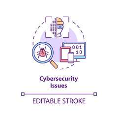 Cybersecurity issue concept icon. Problem with corporate digital safety. Data protection. Startup company abstract idea thin line illustration. Vector isolated outline color drawing. Editable stroke