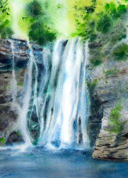 Waterfall watercolor