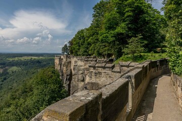 Aussicht über das Polenztal über die Sächsische Schweiz von Burg Hohnstein