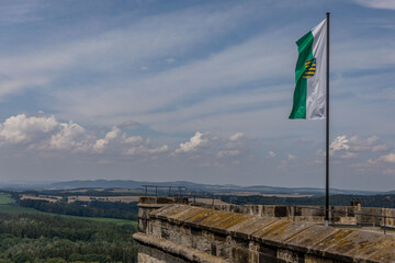 Aussicht über das Polenztal über die Sächsische Schweiz von Burg Hohnstein