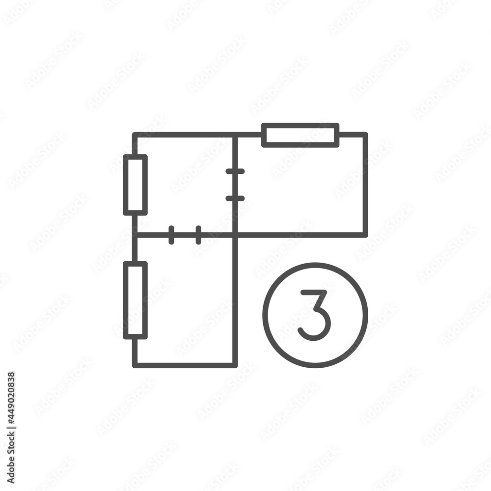 Wall mural House blueprint line outline icon