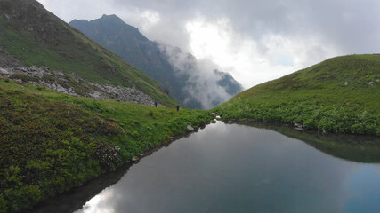 landscape with lake and mountains