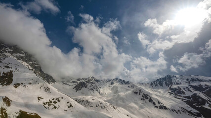 snow covered mountains in winter