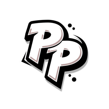 Simple Initial Logo Lettering Cartoon Grafity Black and White PP