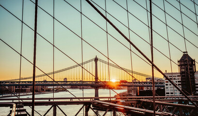 bridge at sunset beautiful sunrise Manhattan New York sun sky cute cold 