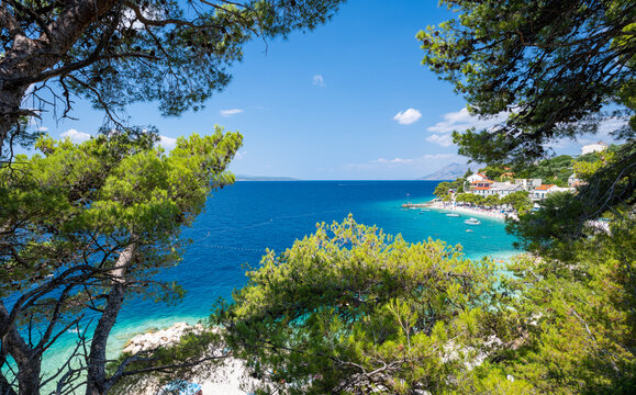 amazing view on adriatic sea on Makarska riviera coast in Bratus in Dalmatia in Croatia 