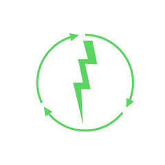 Renewable energy icon, graphic design template, lightning bolt, vector illustration