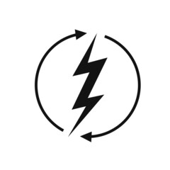 Renewable energy icon, graphic design template, lightning bolt, vector illustration