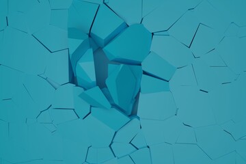 Broken wall background, abstract render, graphic design, 3d