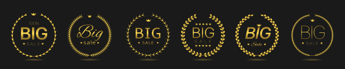 Big sale Golden laurel wreath label set