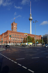 The Fernsehturm, or Television Tower, in  Alexanderplatz, Berlin, Germany
