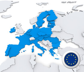 European union after brexit 2020 on map of Europe