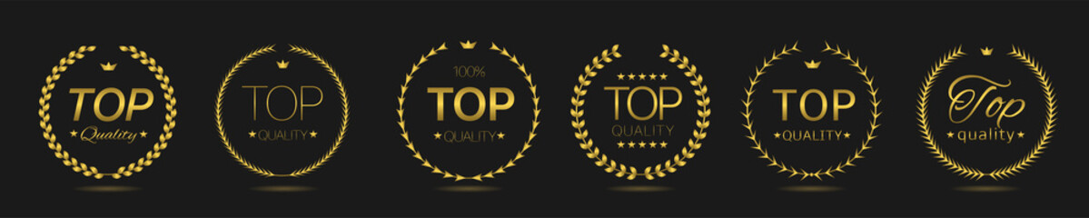 Top quality Golden laurel wreath label set