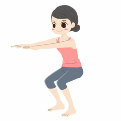スクワットをする女性