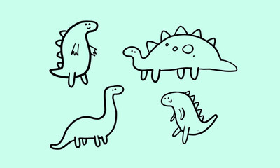 set of cute dino illustrations. simple and minimal design for kids. funny element for creating campaigns or posters for kids.
