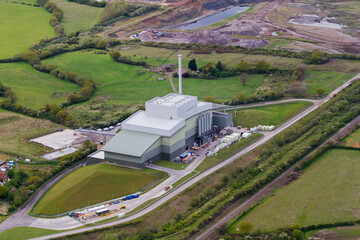 Aerial shot of the Greatmoor EfW Power Station in England during daylight