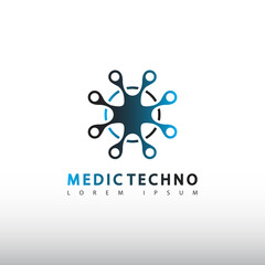 Medical Techno Logo. Medic And Tech Icon Symbol. Design Vector Icon Illustration.