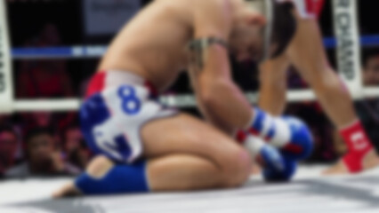 Thai Kick boxing. Blurred images of Muay Thai. Martial Art Kickboxing. Local and foriegn boxer are...