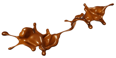 Colorful chocolate splash isolated over a white background.

(3D rendering computer digitally generated illustration.)