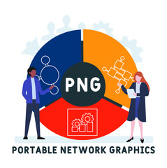 Flat design with people. PNG - Portable Network Graphics acronym. business concept background. Vector illustration for website banner, marketing materials, business presentation, online advertising