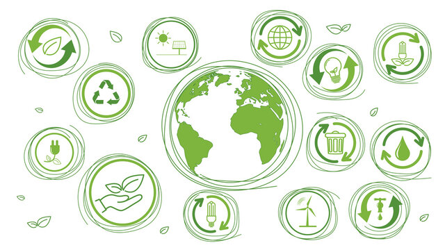Sustainable development, World Environmental and Ecology friendly concept, Vector illustration