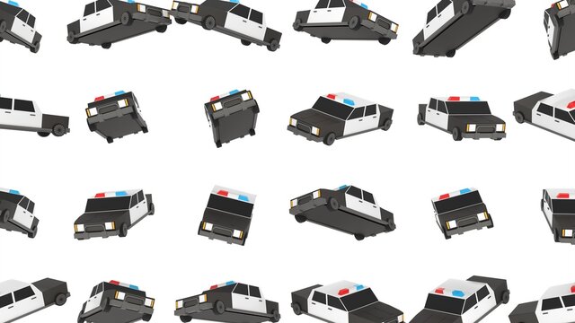 isometric minimal low poly pattern of police car 3d render