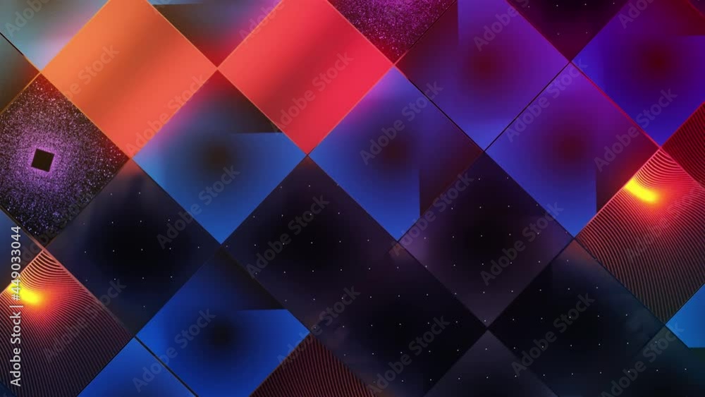 Poster abstract background with colorful mosaic with changing flat shapes, seamless loop. motion. moving su